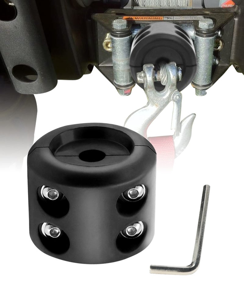 Reswish Rubber Winch Stopper Winch Cable Hook Stopper Rubber Rope Line Saver Winch Cable Hook Rubber Stopper with Stainless Steel Screws and Nuts Rubber Hook Stopper for Synthetic Winch Rope (Black) - Image 1